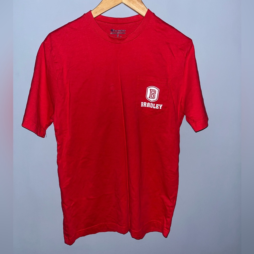 Champion Bradley University Braves Mens Red Pocket Graphic T-Shirt Size Medium